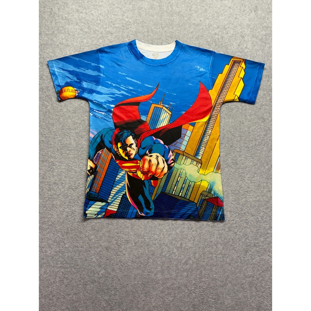 Superman DC Comics Boys XL 14/16 All Over Print Metropolis T Blue Sublimated